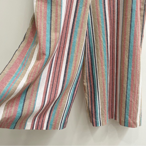 Lane Bryant Striped Tie-Front Wide Leg Crop Jumpsuit Cotton Linen 18 Petite - Picture 8 of 14